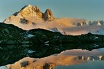L'Aiguille Verte et les Drus au coucher du Soleil.