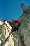 François dans la cheminée, sur l'arête du Belvédère.
