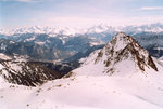 Vue vers la Vanoise, avec le Mont Pourri à gauche et la Grande Casse au centre.