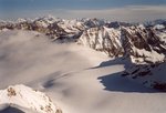 Le Glacier des Sources de l'Isère, la Pointe de la Galise et le Mont Blanc.