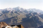 Du sommet, vue sur la chaîne du Mont Blanc.