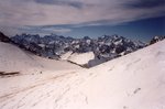 Le Massif des Ecrins vu des pentes du Thabor.