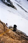 Petit rappel pour descendre sur le Glacier du Santel.